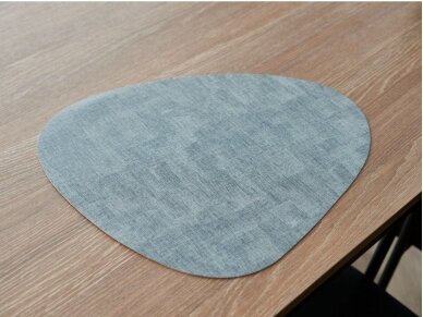 Dual-sided leather placemat soft grey/blue 1