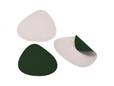 Dual-sided leather placemat pinegreen/marshmallow