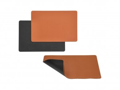 Dual-sided leather placemat black/caramel