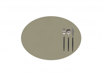 Leather placemat for TOGO oval taupe 1