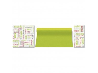 Cutlery pocket ITALIAN FOOD green, Airlaid textile 1