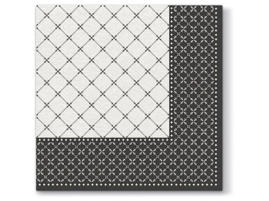 Napkins SUBTLE GRID black, Airlaid textile